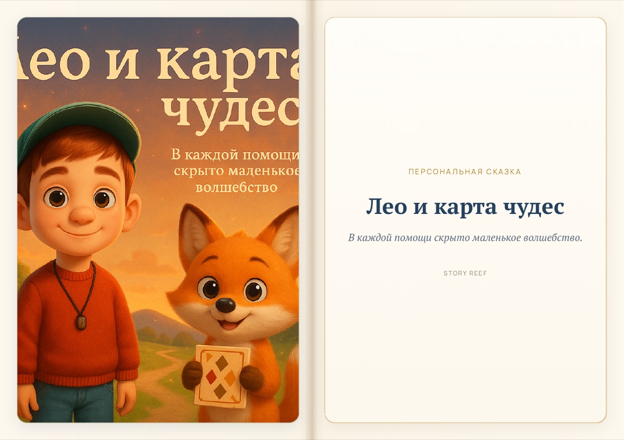Разворот книги Story Reef «Лео и карта чудес»